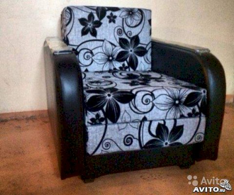 Кресло-кровать с евробоковушками мешковина (В-д)
